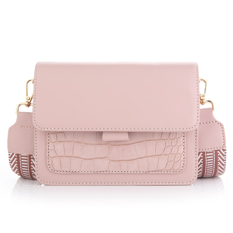     Vilix Croco Tasje Roze Met Gekleurde Strap