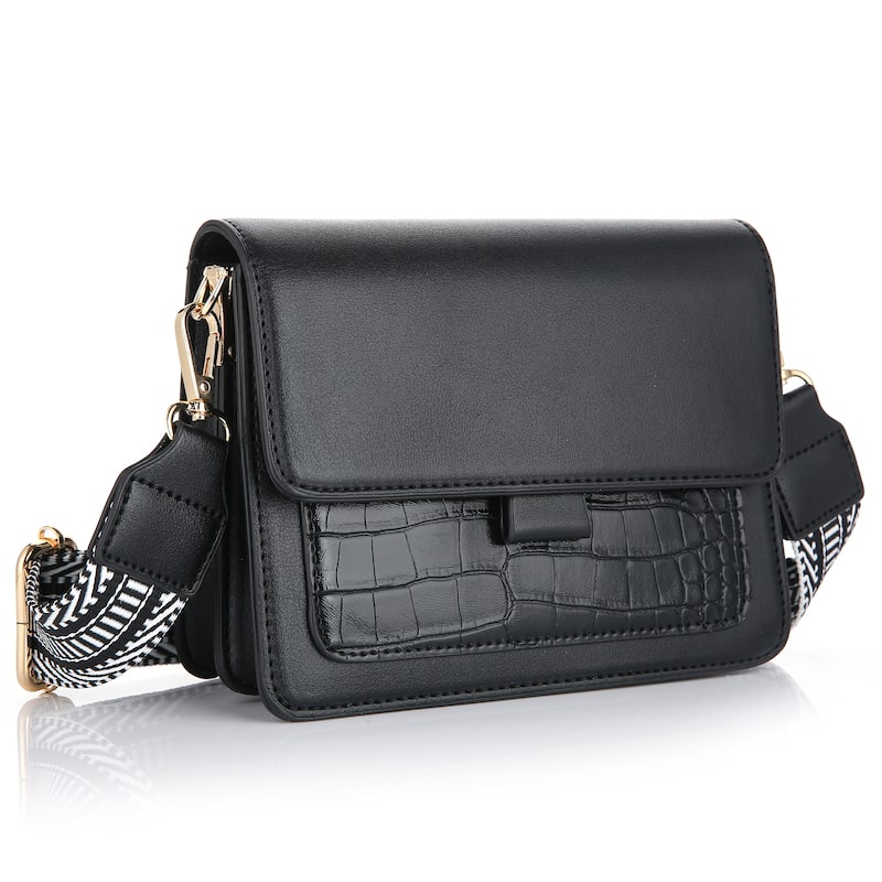     Vilix Croco Tasje Zwart Met Gekleurde Strap